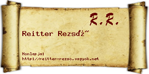 Reitter Rezső névjegykártya